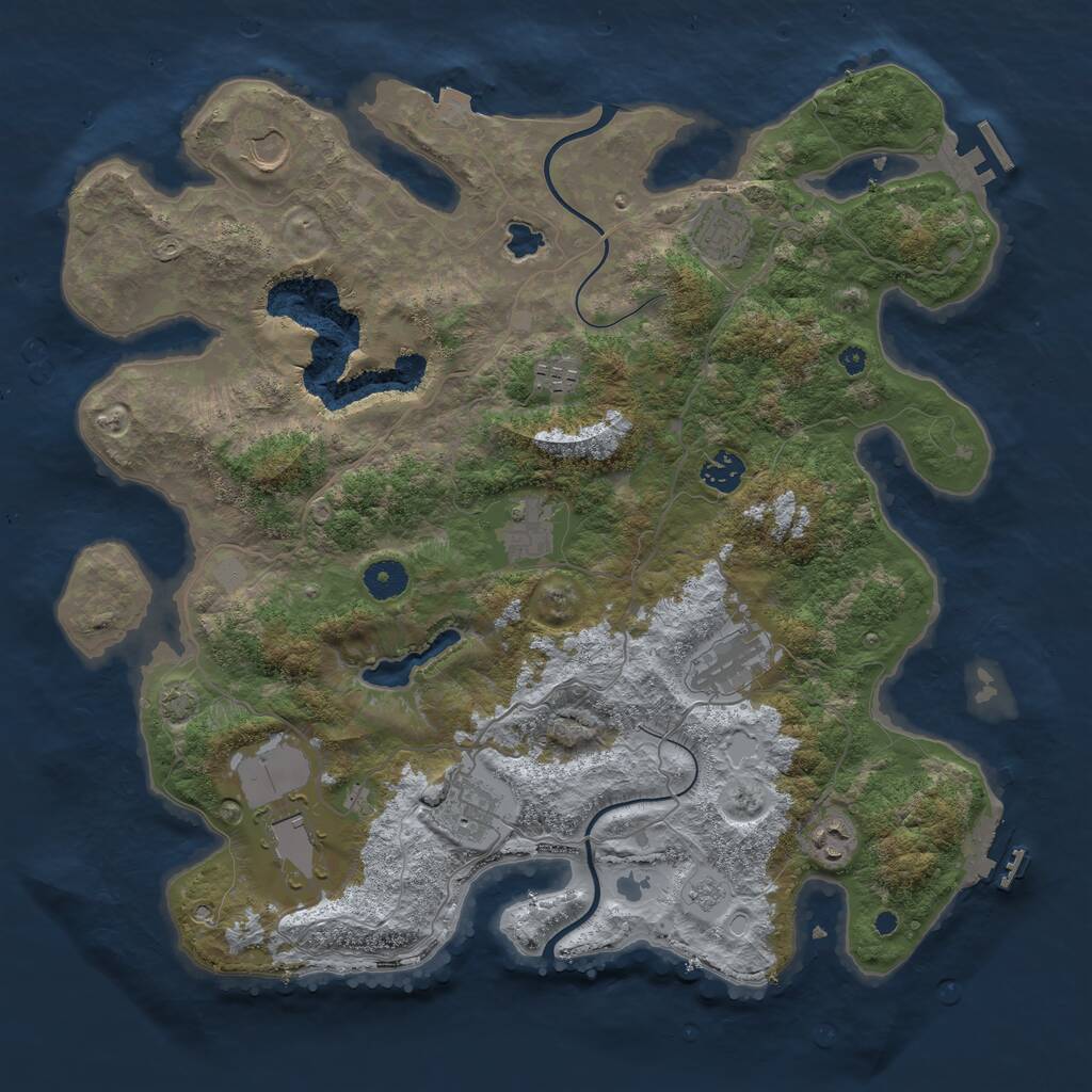 Rust Map: Procedural Map, Size: 4000, Seed: 7452318, 14 Monuments