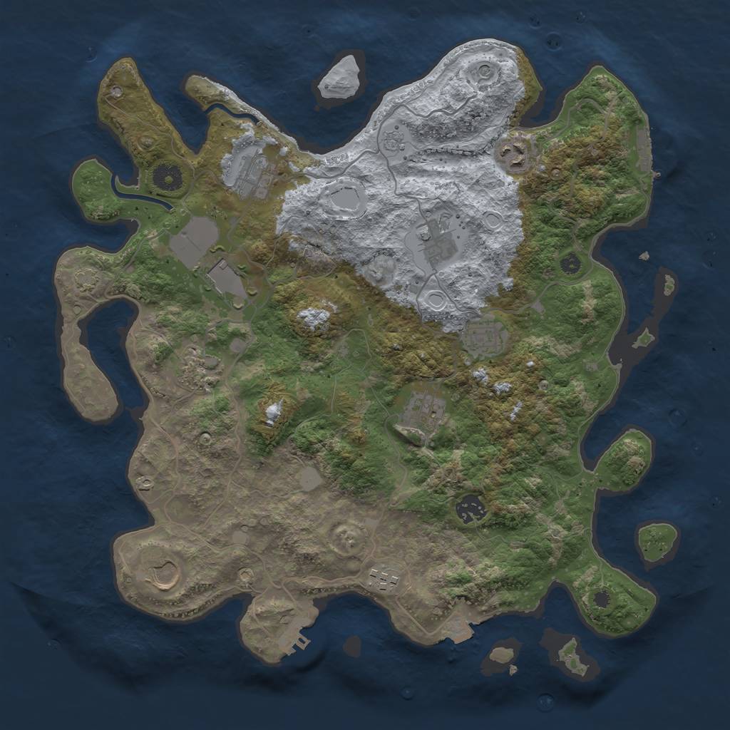 Rust Map: Procedural Map, Size: 3800, Seed: 9308497, 18 Monuments