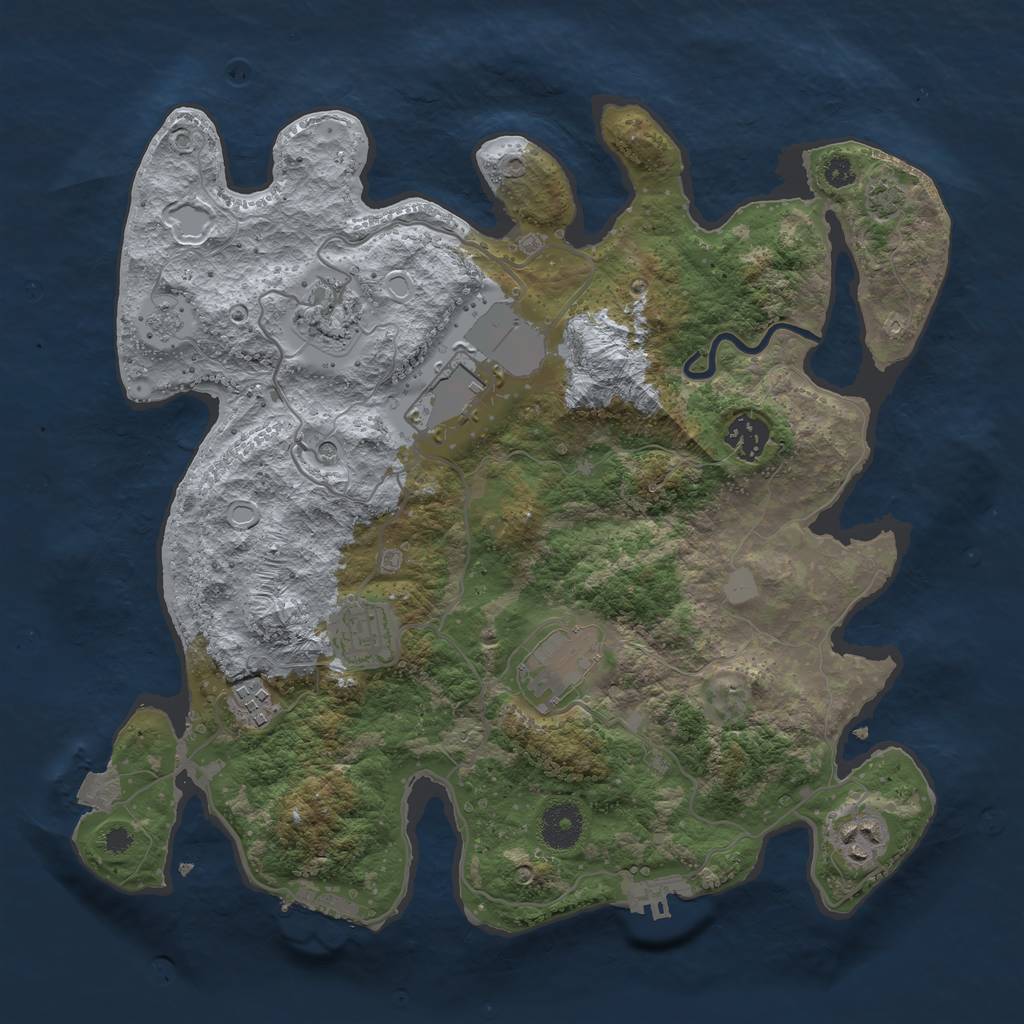 Rust Map: Procedural Map, Size: 3500, Seed: 332880764, 15 Monuments