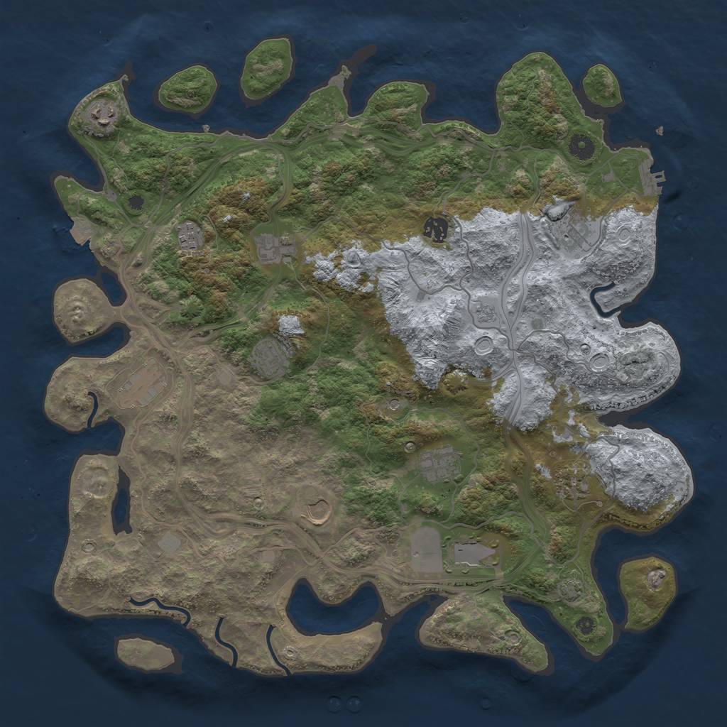 Rust Map: Procedural Map, Size: 4250, Seed: 1860128841, 18 Monuments