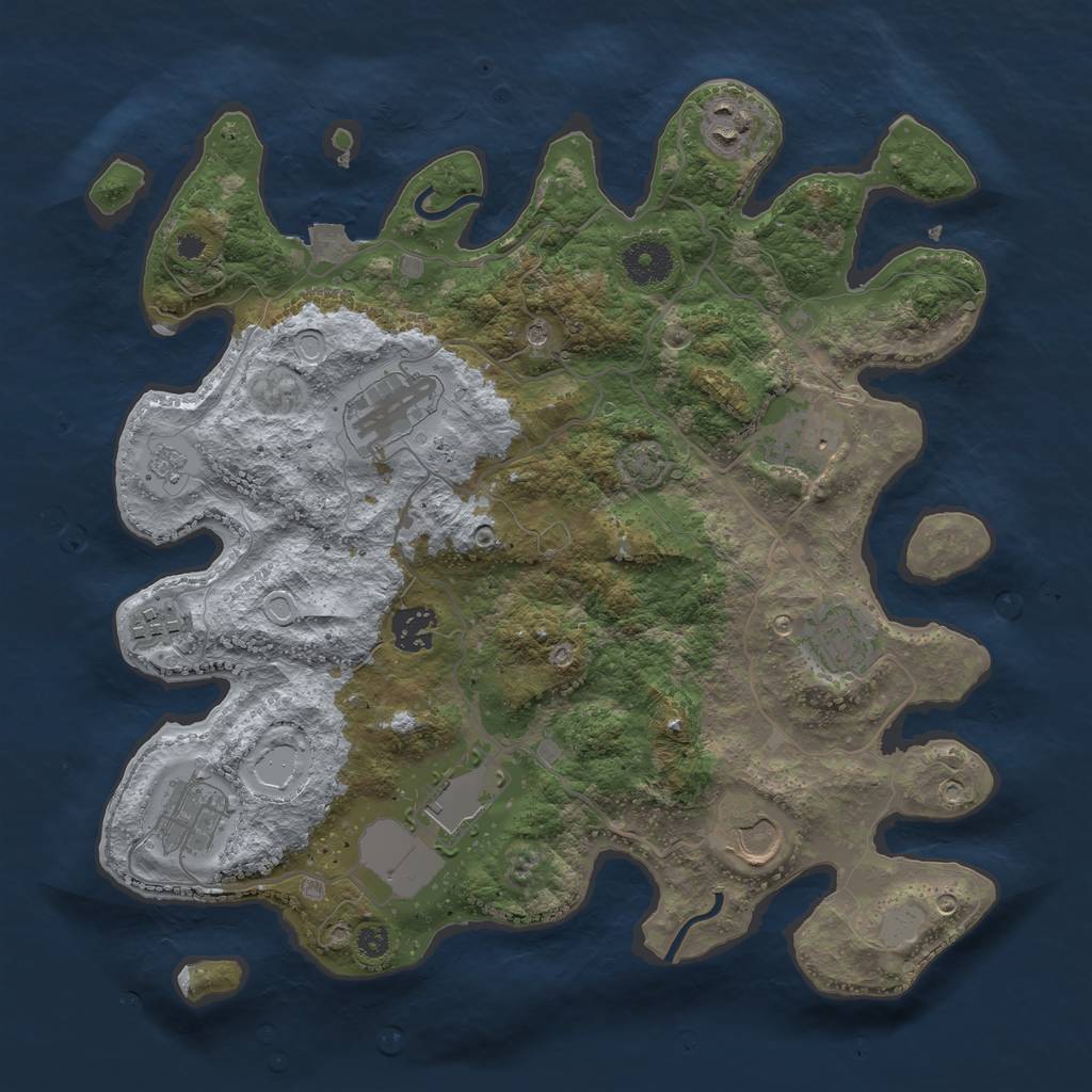 Rust Map: Procedural Map, Size: 3500, Seed: 1409481697, 15 Monuments