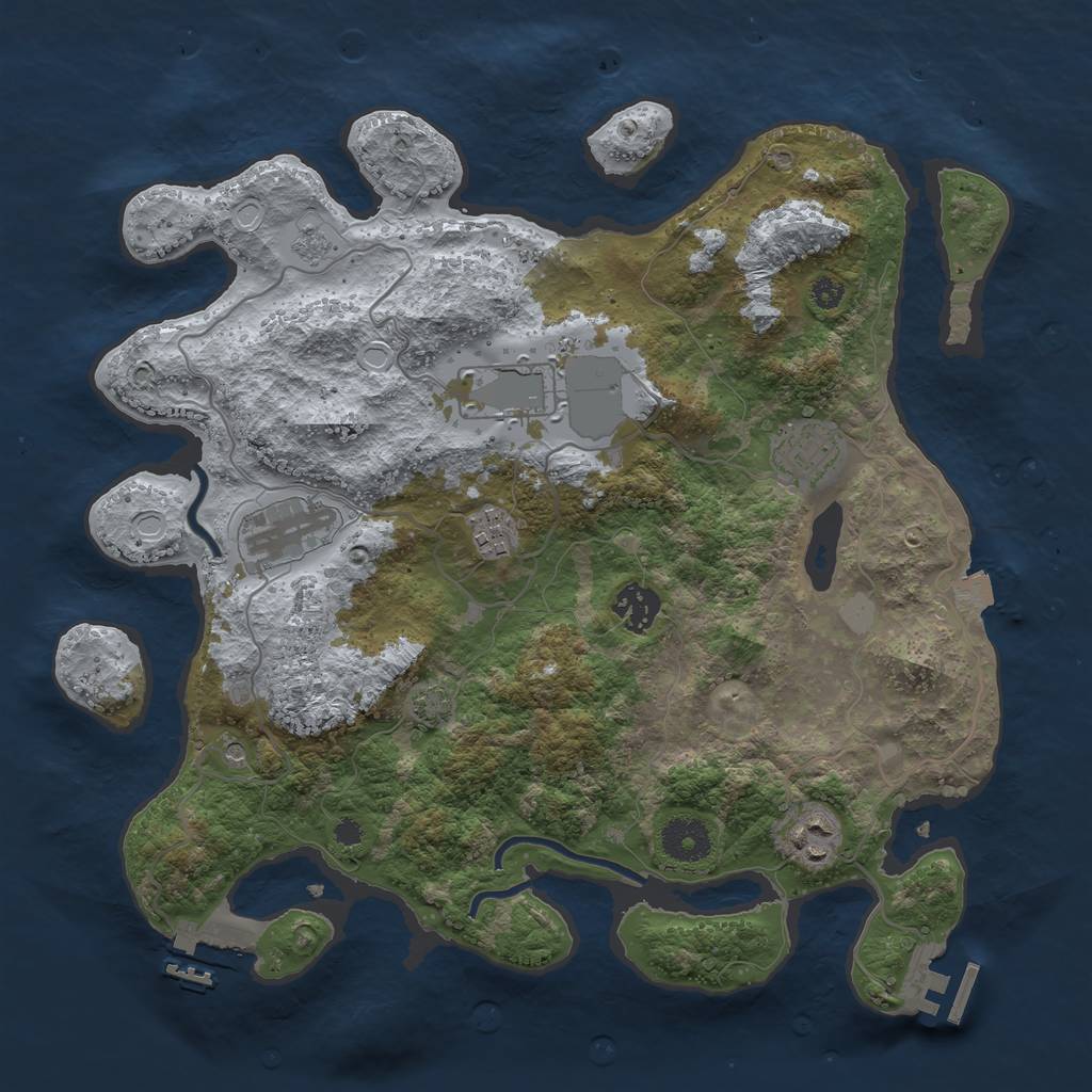 Rust Map: Procedural Map, Size: 3500, Seed: 1178457516, 14 Monuments