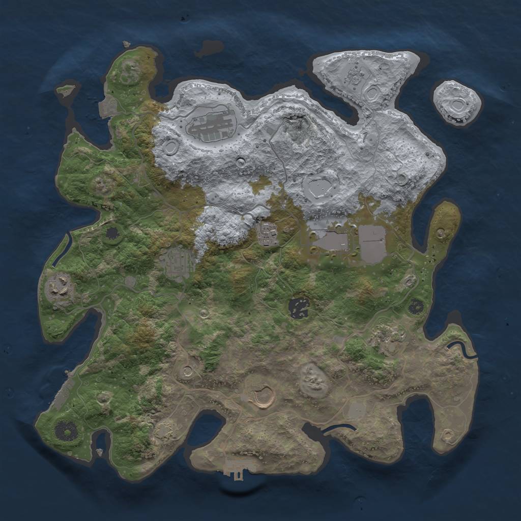 Rust Map: Procedural Map, Size: 3500, Seed: 932741336, 16 Monuments