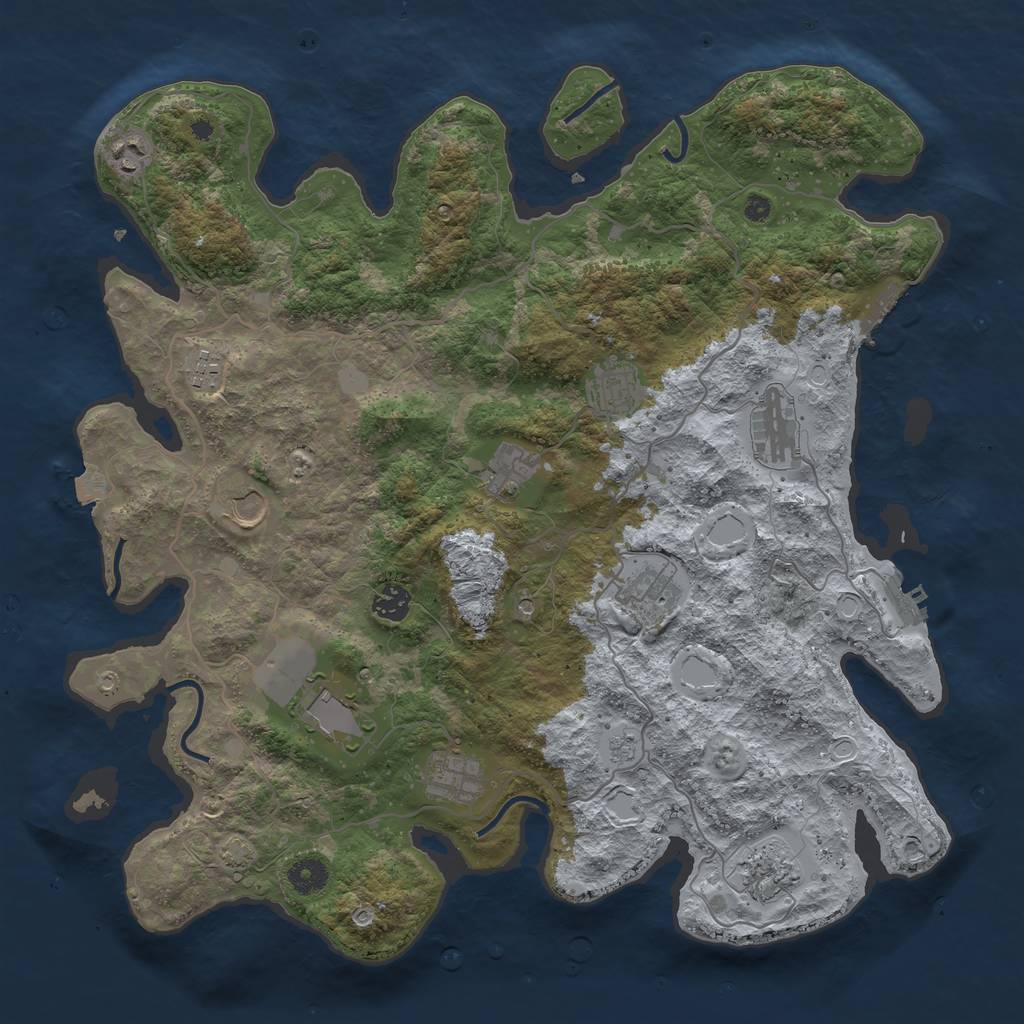 Rust Map: Procedural Map, Size: 4100, Seed: 980076065, 19 Monuments