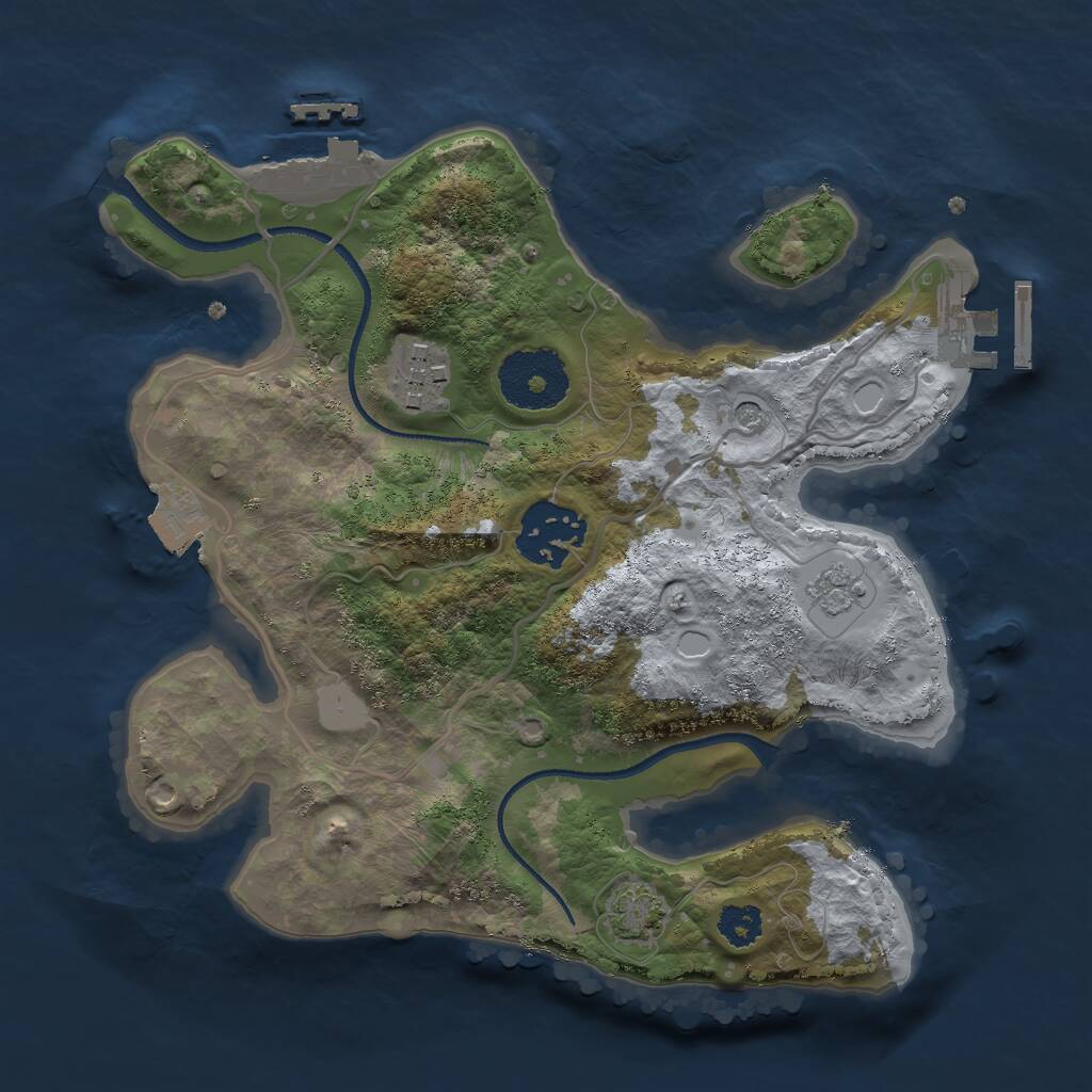 Rust Map: Procedural Map, Size: 2500, Seed: 1930583597, 8 Monuments