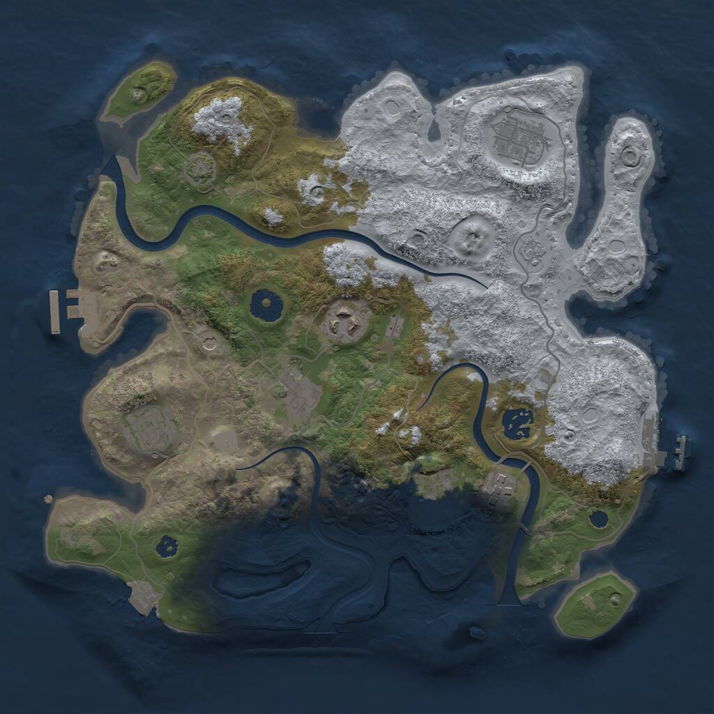 Rust Map: Procedural Map, Size: 3300, Seed: 86278022, 13 Monuments
