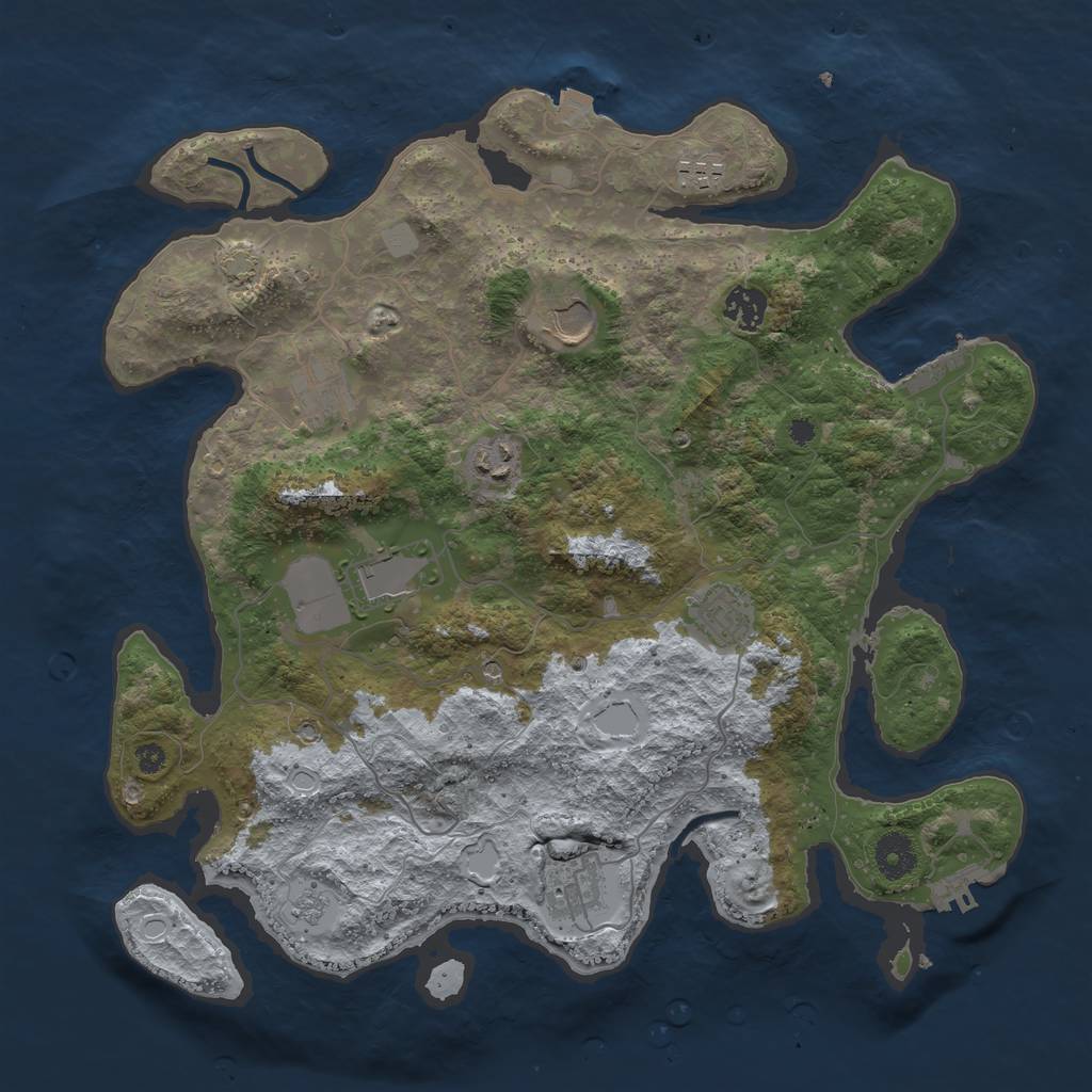 Rust Map: Procedural Map, Size: 3750, Seed: 26537, 16 Monuments