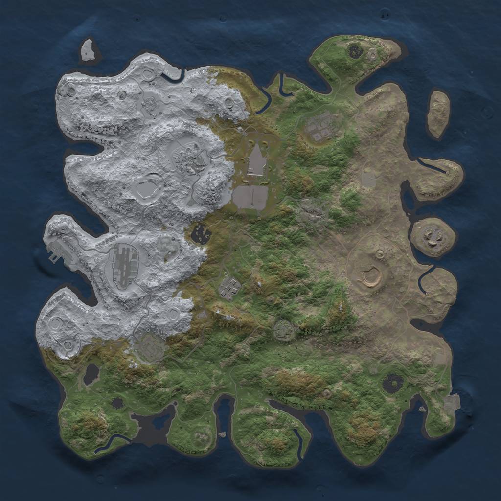 Rust Map: Procedural Map, Size: 3750, Seed: 979309, 16 Monuments