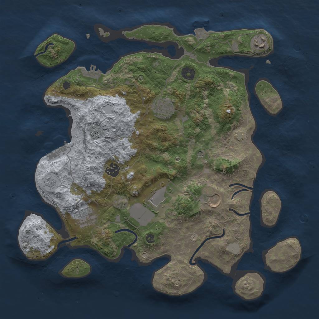 Rust Map: Procedural Map, Size: 3500, Seed: 2039684235, 15 Monuments