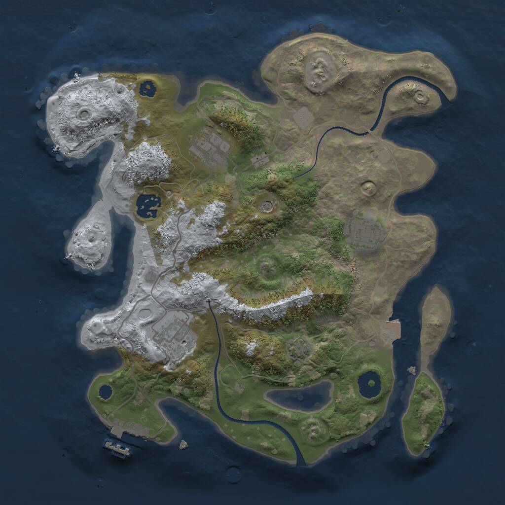 Rust Map: Procedural Map, Size: 3000, Seed: 1645420719, 8 Monuments