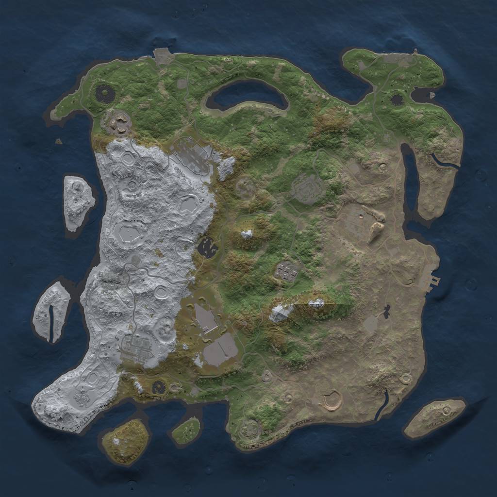 Rust Map: Procedural Map, Size: 3750, Seed: 69591594, 17 Monuments