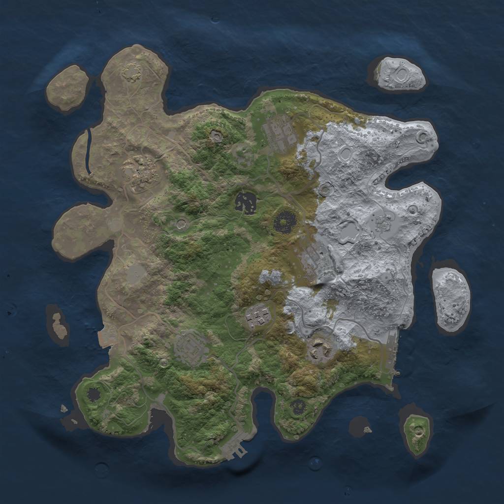 Rust Map: Procedural Map, Size: 3300, Seed: 1884598154, 15 Monuments
