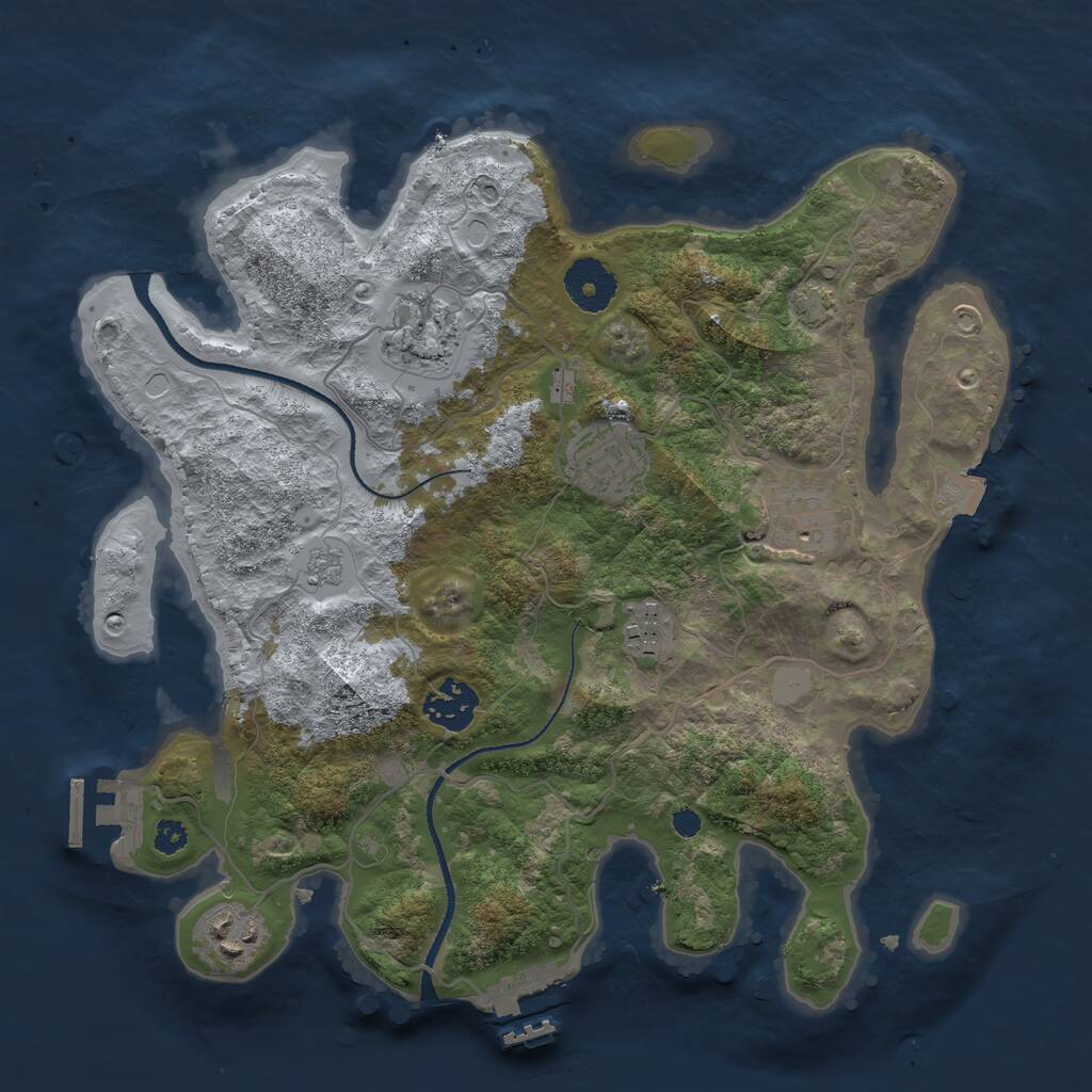 Rust Map: Procedural Map, Size: 3200, Seed: 3588, 11 Monuments