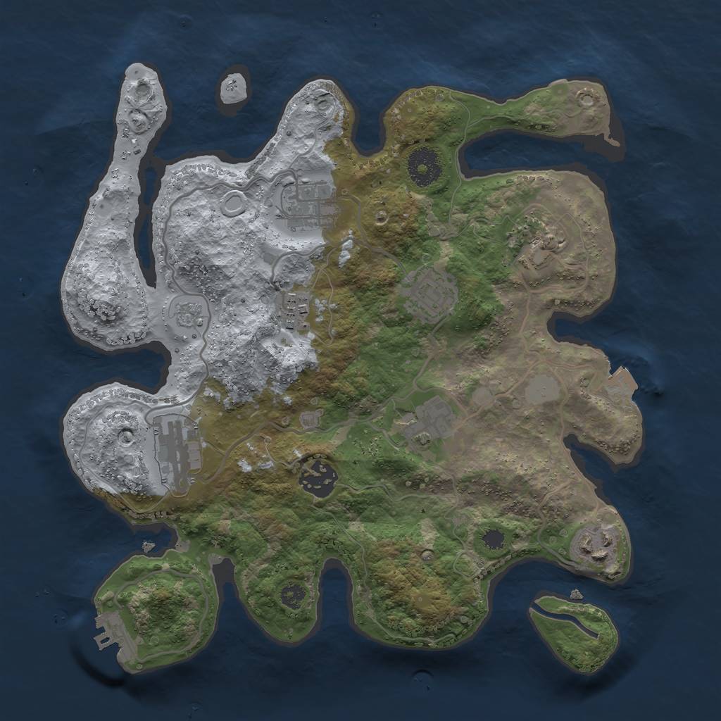 Rust Map: Procedural Map, Size: 3000, Seed: 13320, 13 Monuments