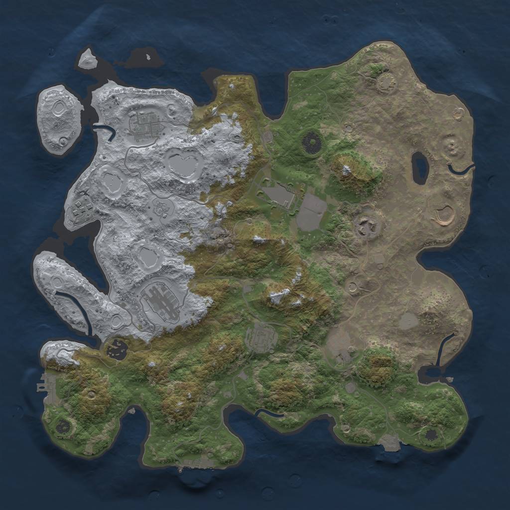 Rust Map: Procedural Map, Size: 3750, Seed: 928387, 17 Monuments