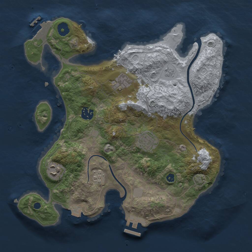 Rust Map: Procedural Map, Size: 3000, Seed: 1674274265, 10 Monuments