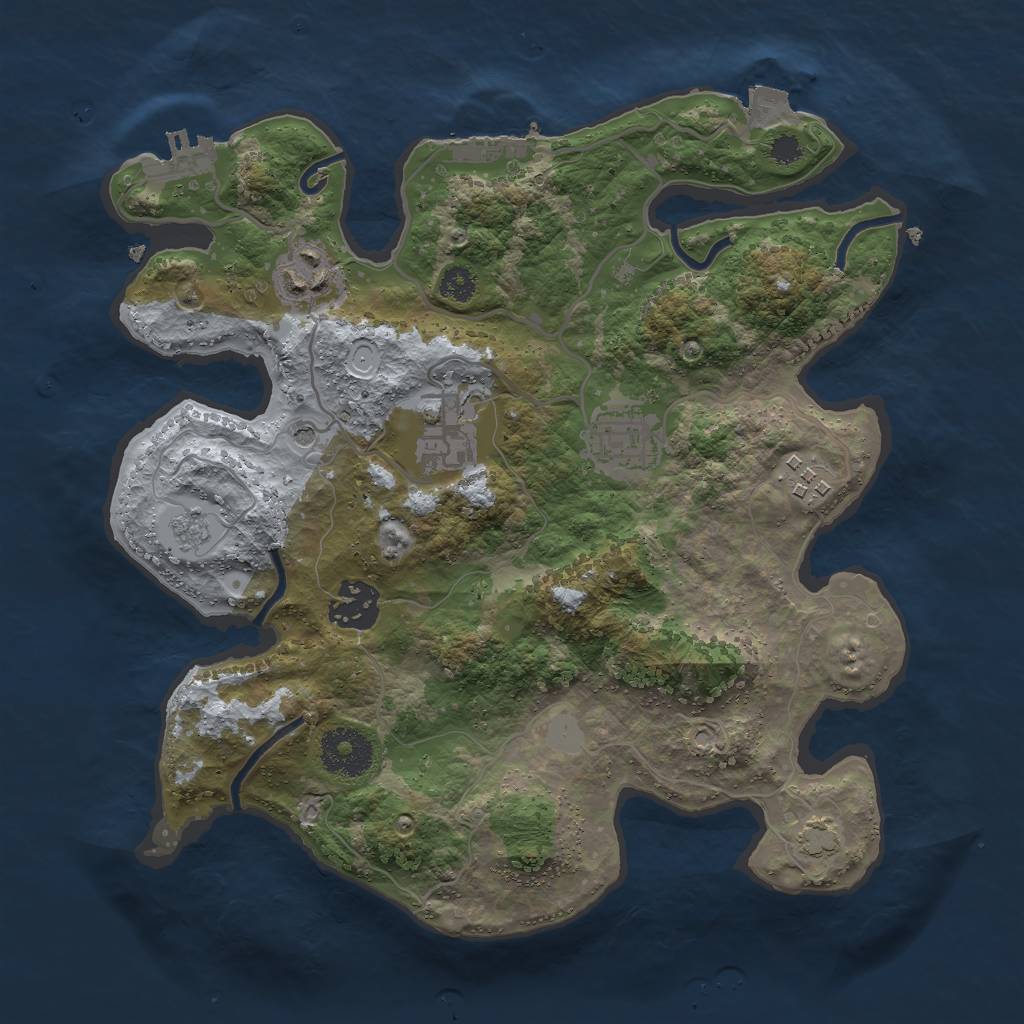 Rust Map: Procedural Map, Size: 3000, Seed: 518124827, 13 Monuments