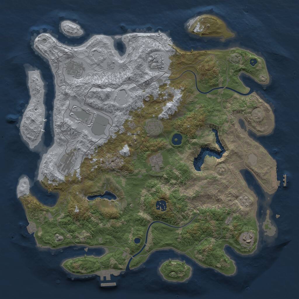 Rust Map: Procedural Map, Size: 4000, Seed: 1019844872, 14 Monuments
