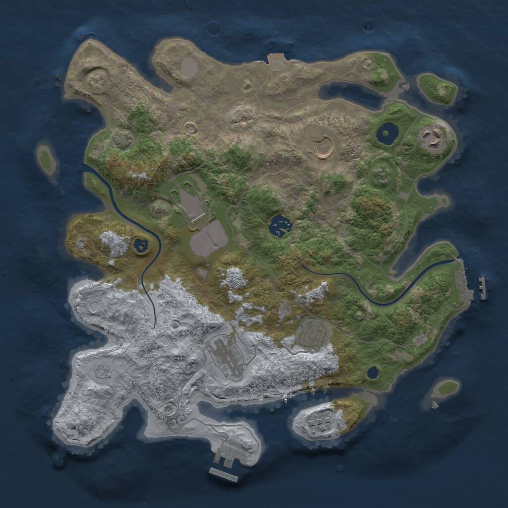 Rust Map: Procedural Map, Size: 3500, Seed: 314159, 12 Monuments