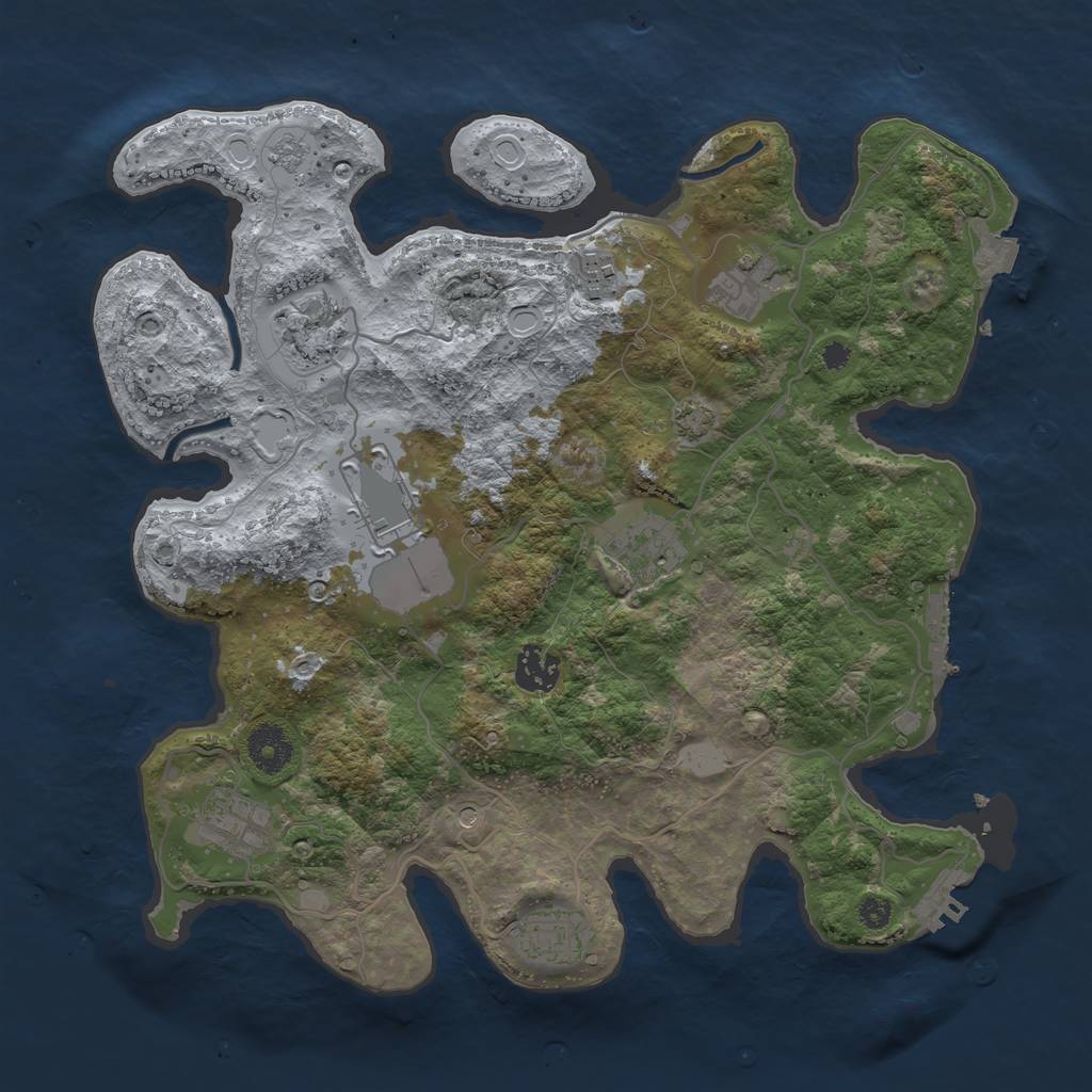 Rust Map: Procedural Map, Size: 3500, Seed: 134518740, 16 Monuments