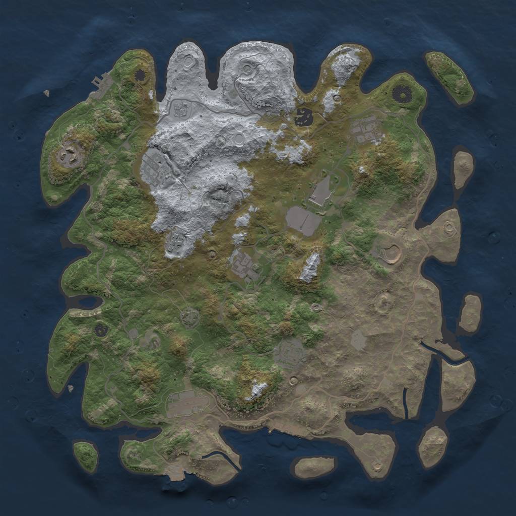 Rust Map: Procedural Map, Size: 4000, Seed: 1606751634, 18 Monuments