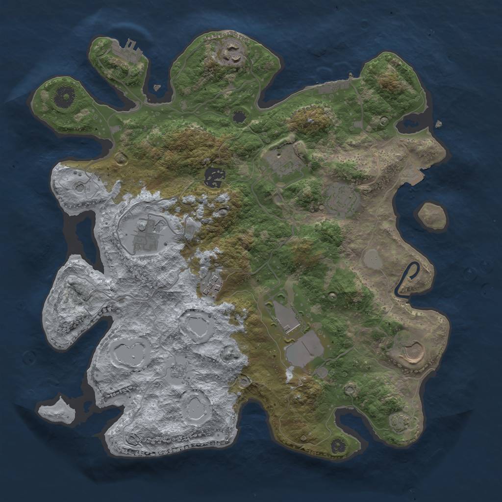 Rust Map: Procedural Map, Size: 3500, Seed: 990292, 16 Monuments