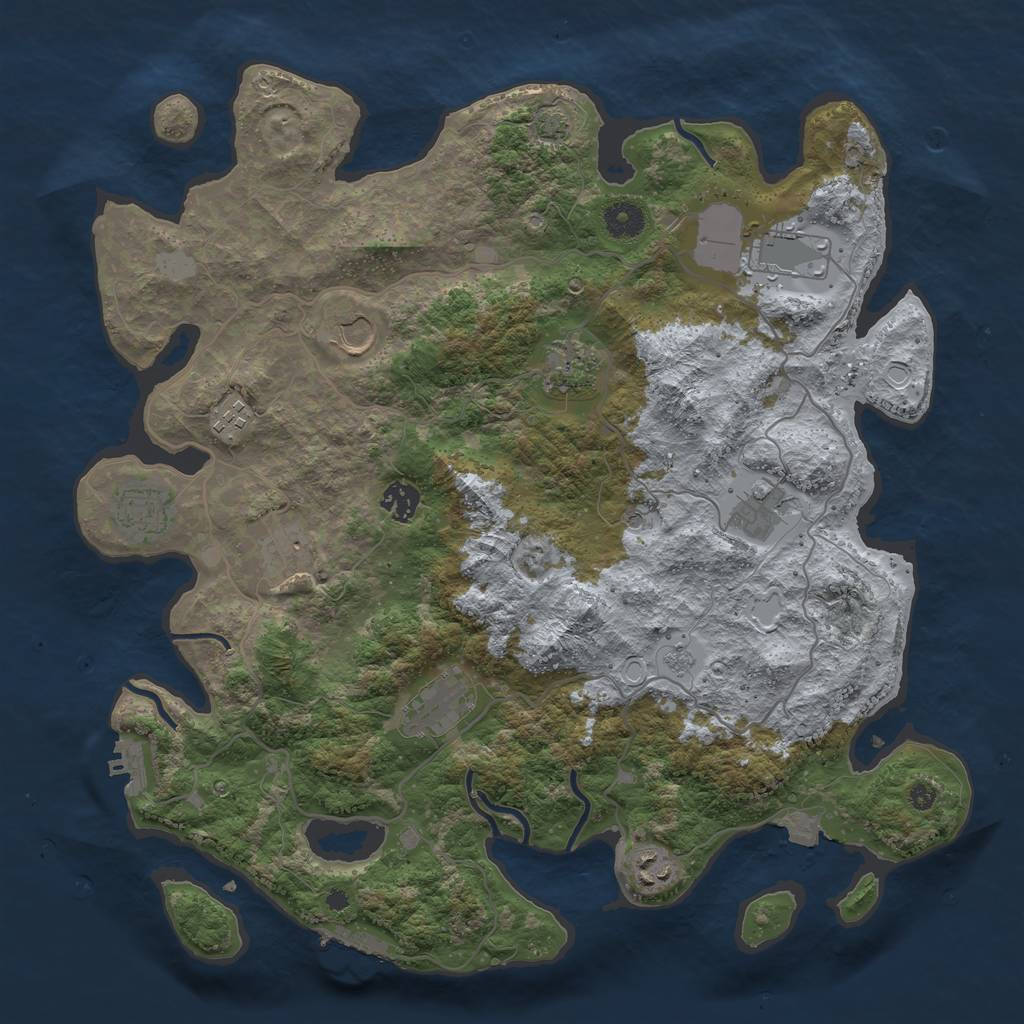 Rust Map: Procedural Map, Size: 4000, Seed: 82867, 18 Monuments
