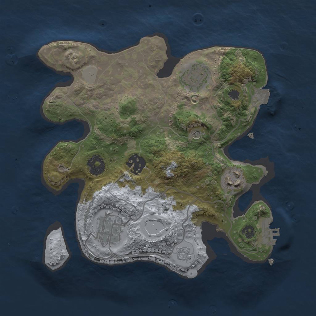 Rust Map: Procedural Map, Size: 2500, Seed: 1046874167, 10 Monuments