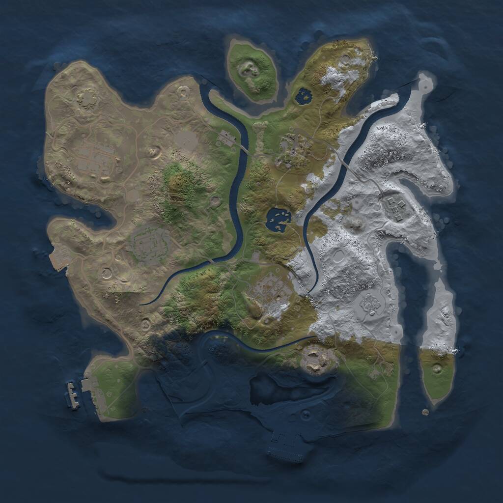 Rust Map: Procedural Map, Size: 3000, Seed: 2090, 13 Monuments
