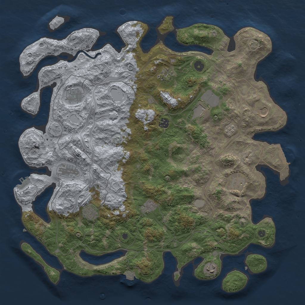 Rust Map: Procedural Map, Size: 4500, Seed: 1275215693, 19 Monuments