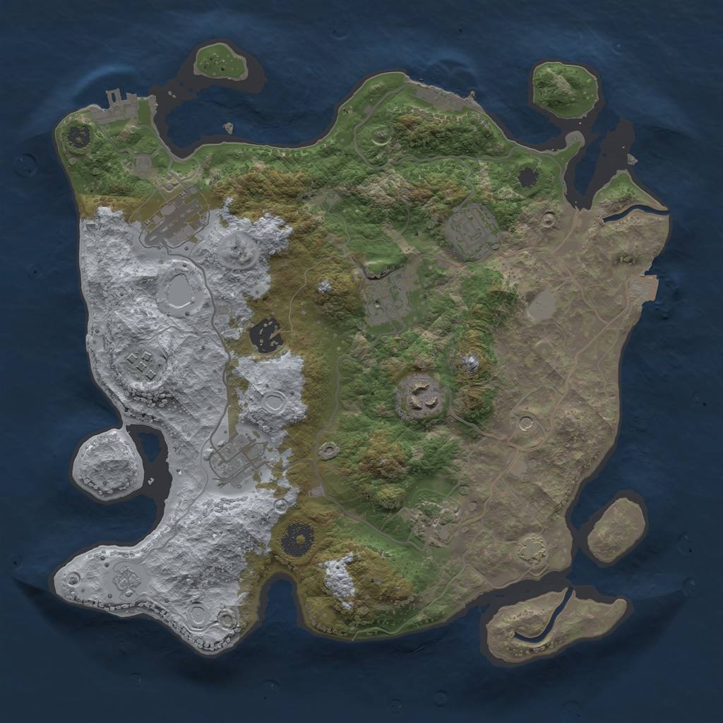 Rust Map: Procedural Map, Size: 3250, Seed: 50268907, 16 Monuments