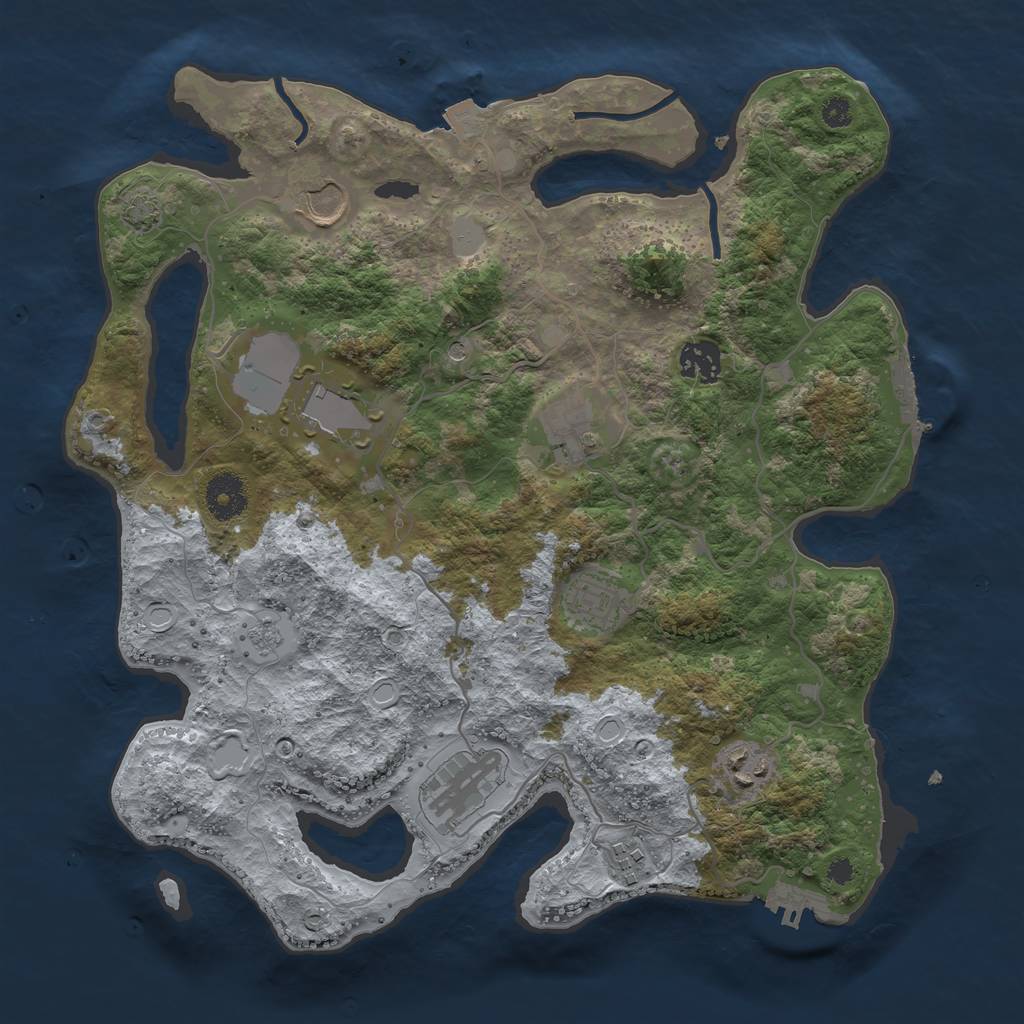 Rust Map: Procedural Map, Size: 3500, Seed: 959928140, 16 Monuments