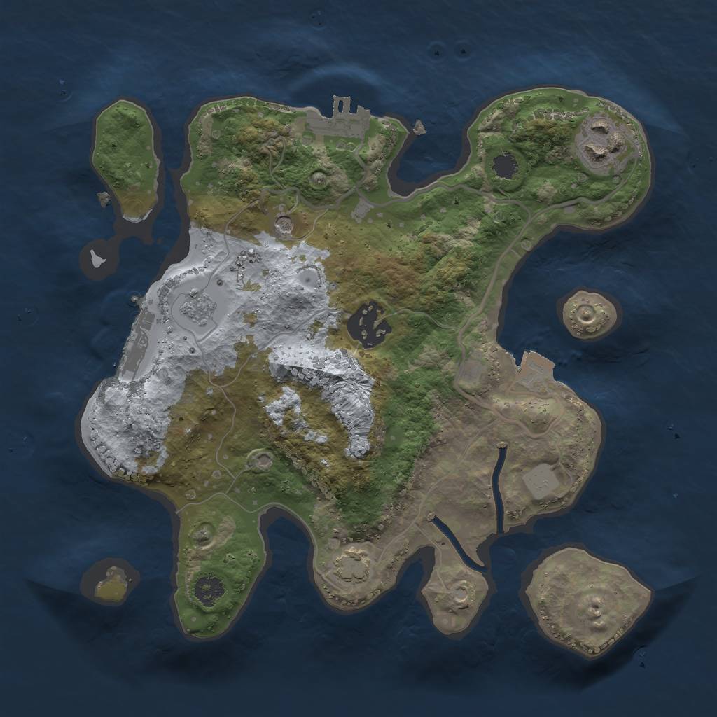 Rust Map: Procedural Map, Size: 2500, Seed: 1408420257, 10 Monuments