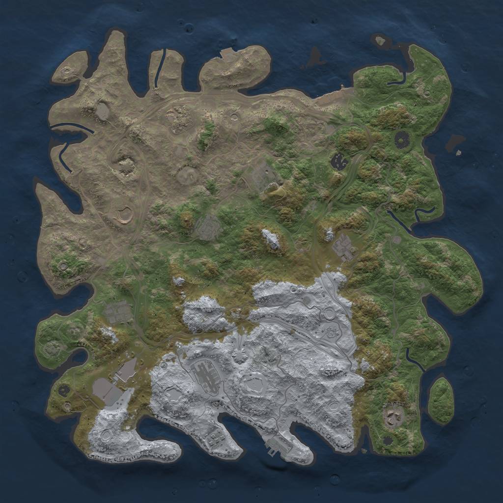 Rust Map: Procedural Map, Size: 4500, Seed: 342546357, 19 Monuments