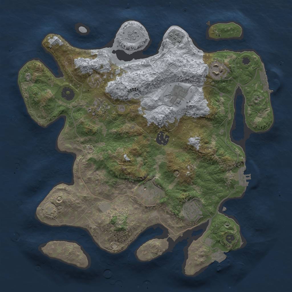 Rust Map: Procedural Map, Size: 3300, Seed: 1336623840, 15 Monuments