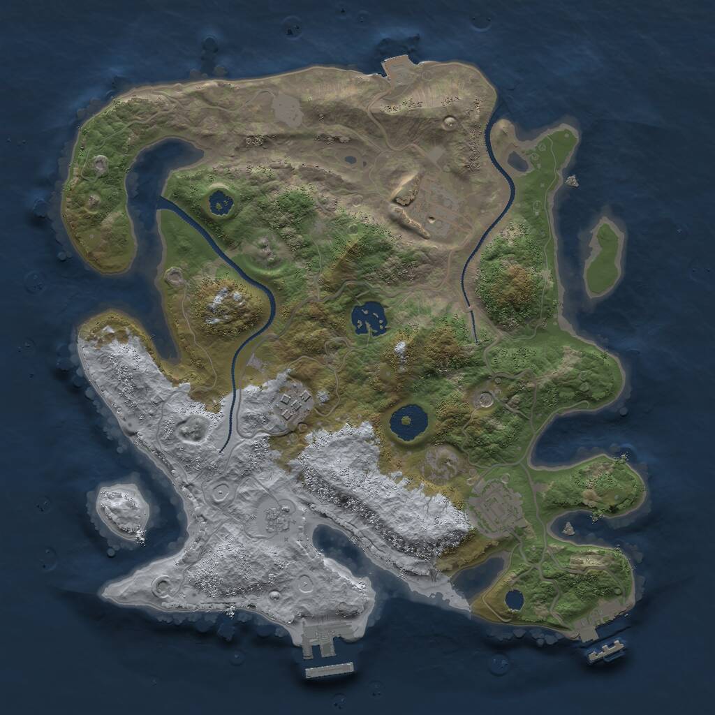 Rust Map: Procedural Map, Size: 3000, Seed: 1724605996, 9 Monuments