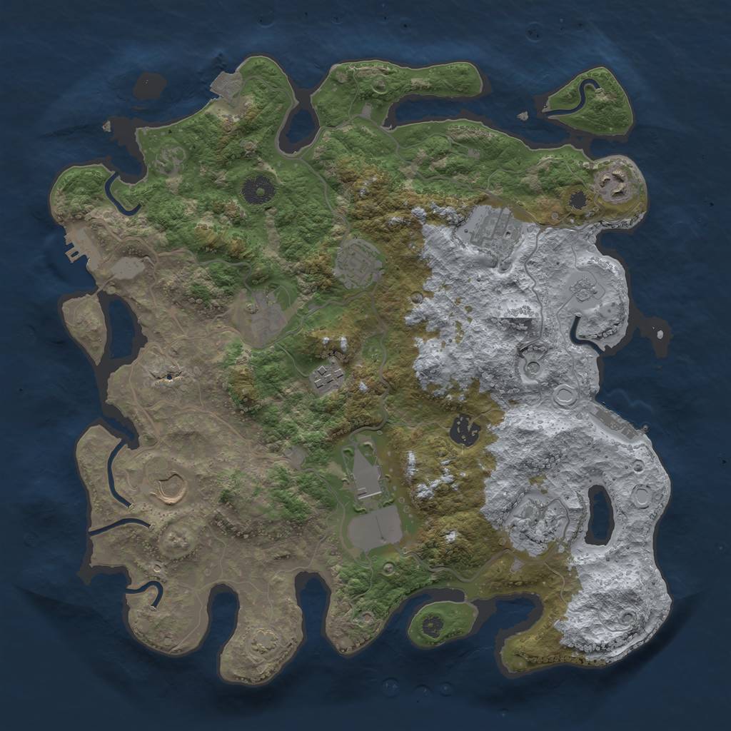 Rust Map: Procedural Map, Size: 3600, Seed: 326, 17 Monuments