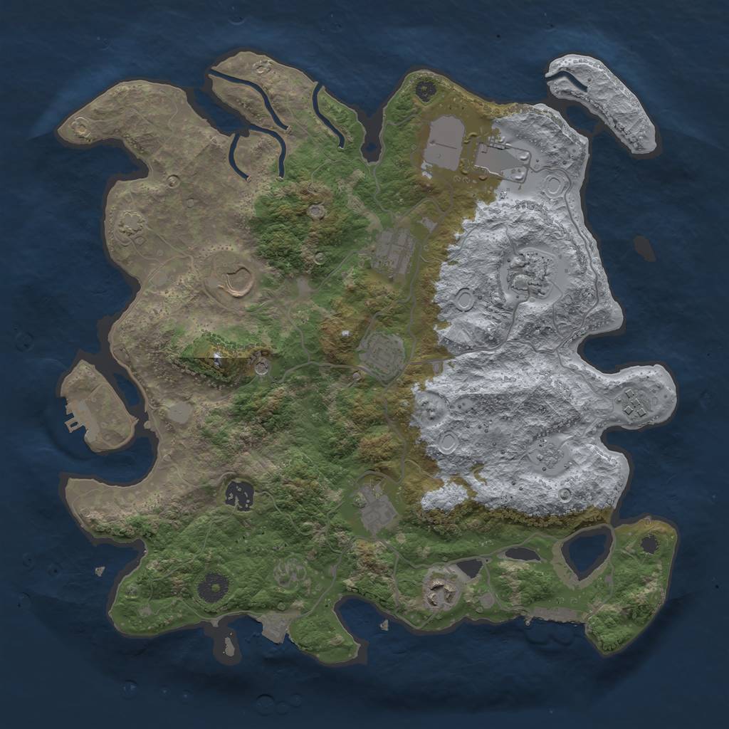 Rust Map: Procedural Map, Size: 3650, Seed: 642156856, 17 Monuments