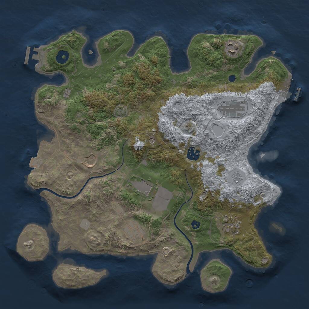 Rust Map: Procedural Map, Size: 3500, Seed: 1900533701, 13 Monuments