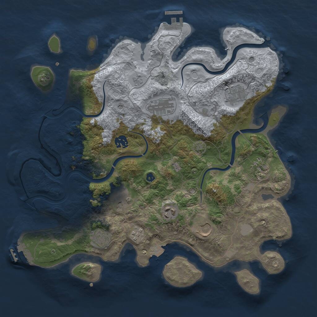 Rust Map: Procedural Map, Size: 3600, Seed: 363, 15 Monuments