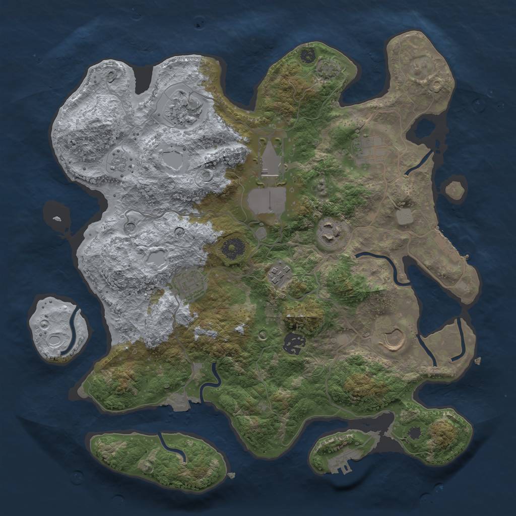 Rust Map: Procedural Map, Size: 3500, Seed: 827143392, 16 Monuments