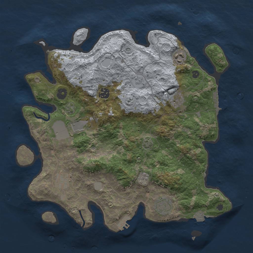 Rust Map: Procedural Map, Size: 3500, Seed: 2099400927, 15 Monuments