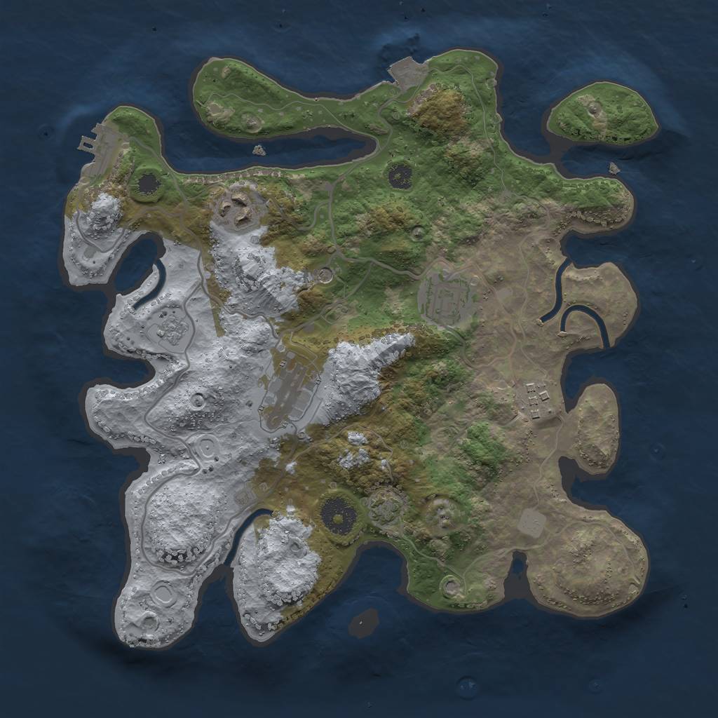 Rust Map: Procedural Map, Size: 3000, Seed: 11167, 11 Monuments