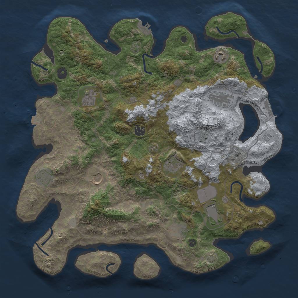 Rust Map: Procedural Map, Size: 4000, Seed: 7395735, 18 Monuments