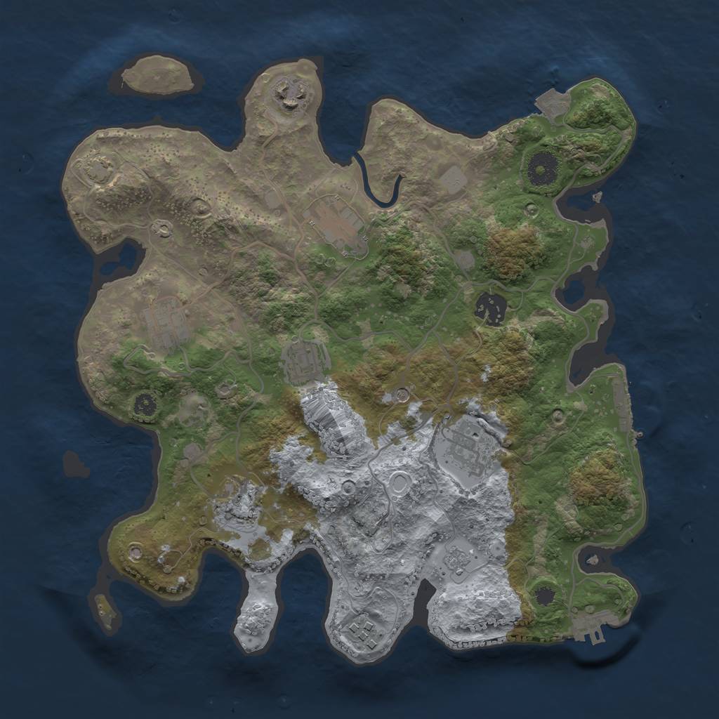 Rust Map: Procedural Map, Size: 3300, Seed: 208579925, 16 Monuments