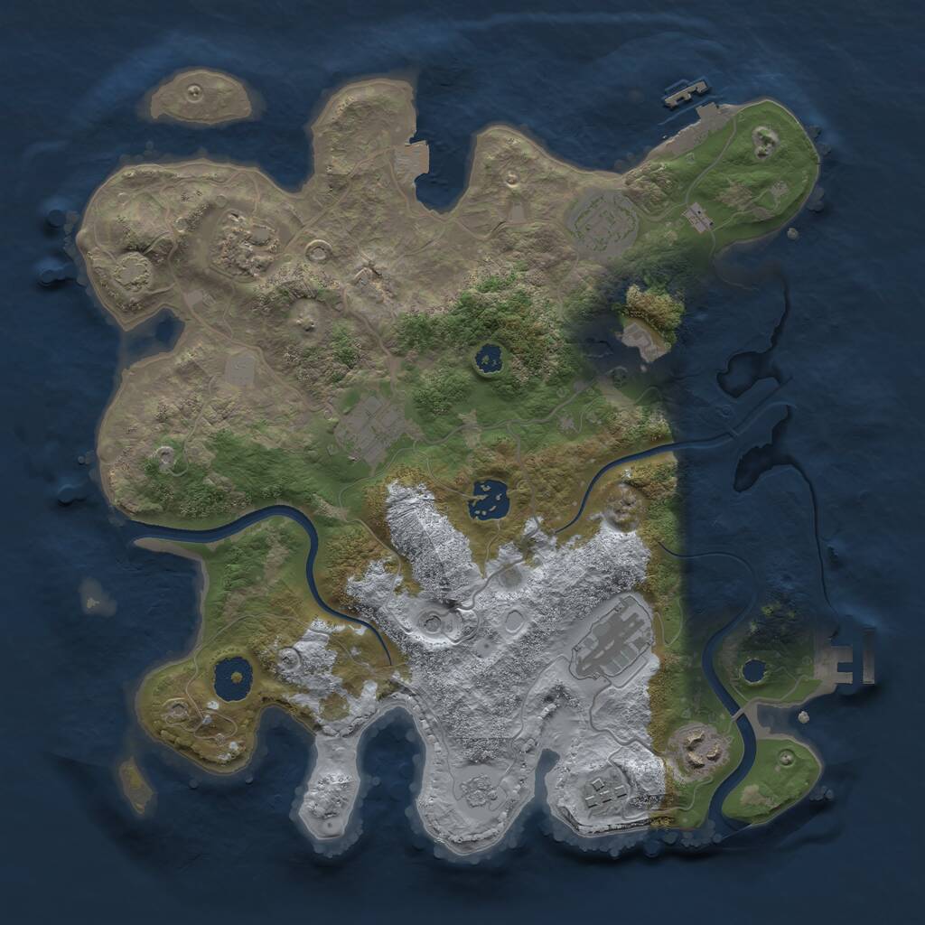 Rust Map: Procedural Map, Size: 3300, Seed: 208579925, 14 Monuments