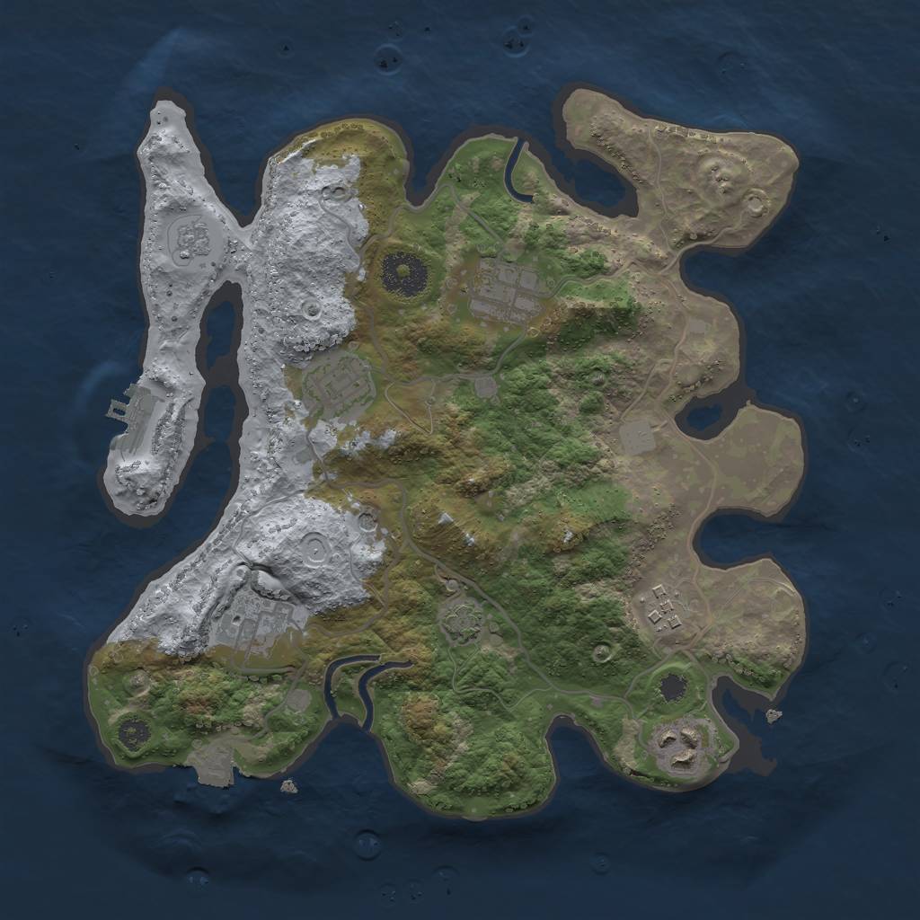 Rust Map: Procedural Map, Size: 3000, Seed: 31121, 12 Monuments