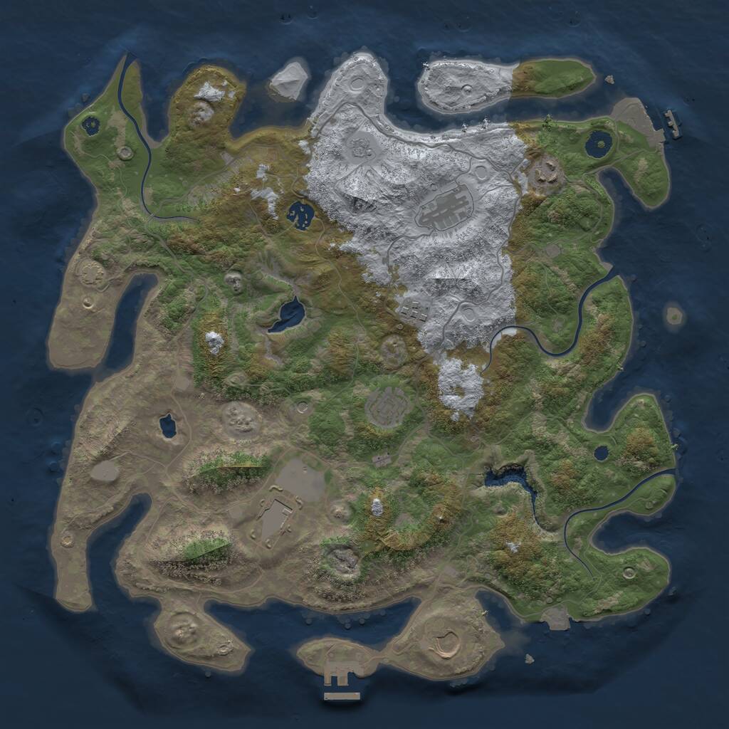 Rust Map: Procedural Map, Size: 4100, Seed: 44442, 13 Monuments