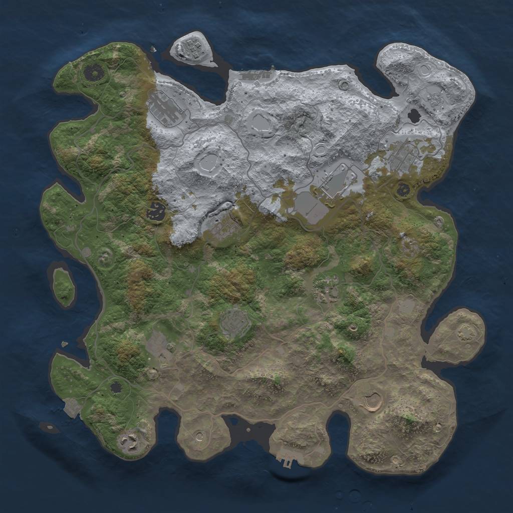 Rust Map: Procedural Map, Size: 4000, Seed: 1377317513, 19 Monuments