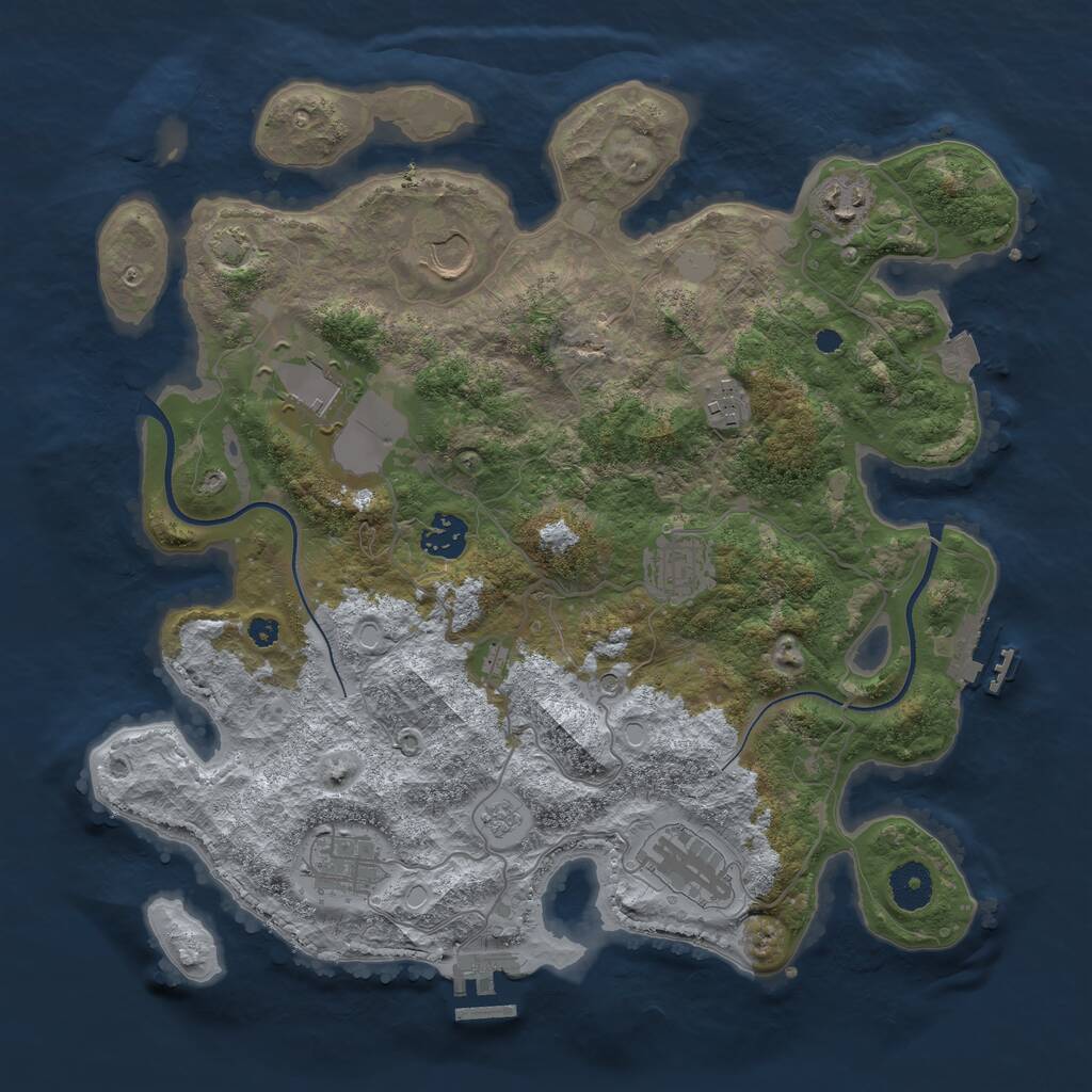 Rust Map: Procedural Map, Size: 3600, Seed: 338, 14 Monuments